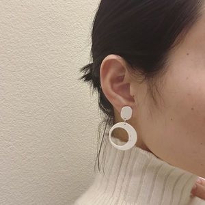 Polymer clay handmade earrings/white earrings/winter earrings/hoop earrings